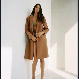 Zara Coat with Lapel Collar in Camel